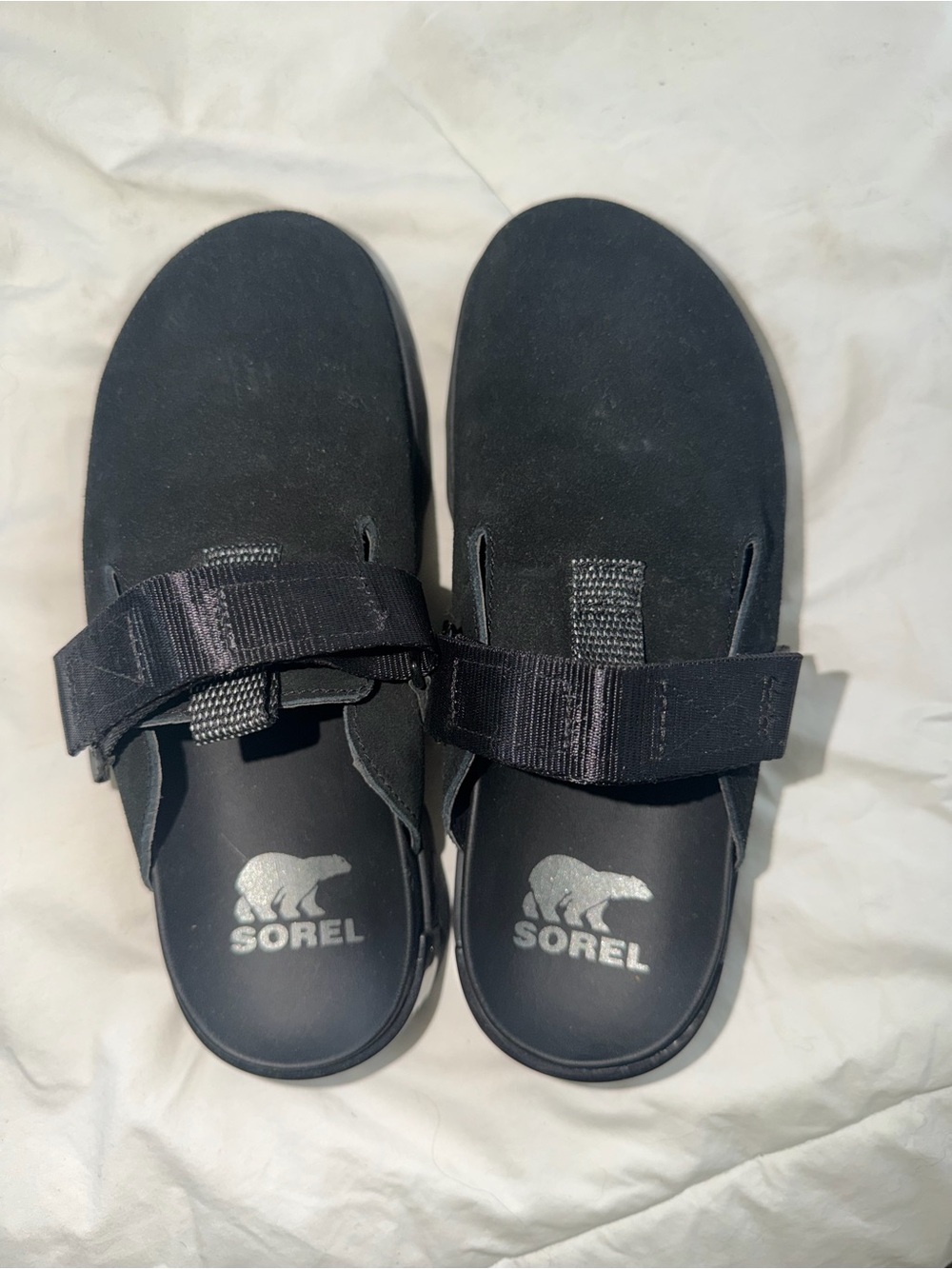Sorel Black Adjustable Strap Clogs